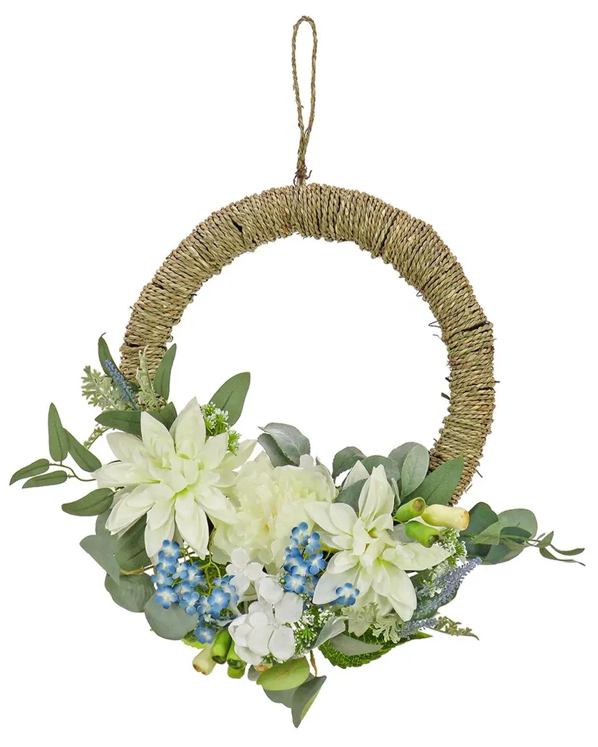 20In Dahlia, Peony, And Hydrangea Hoop Wreath - Blue image