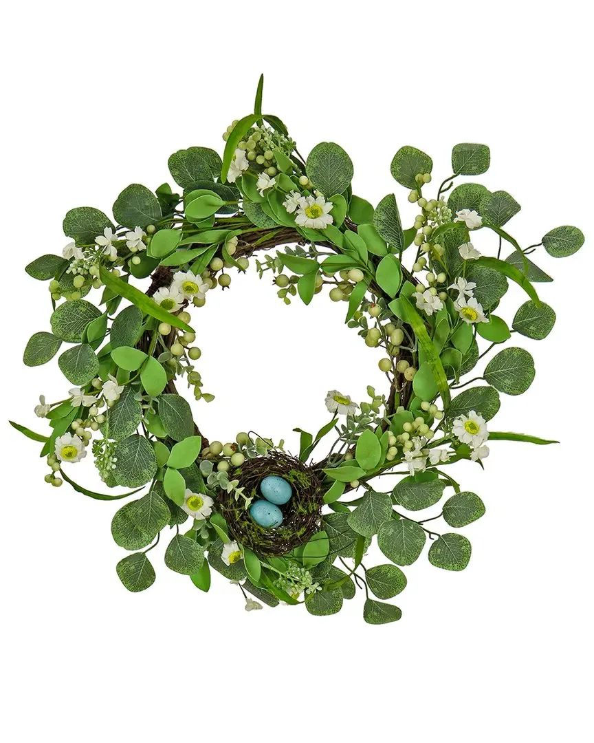 20In Daisies And Berries Wreath - Green