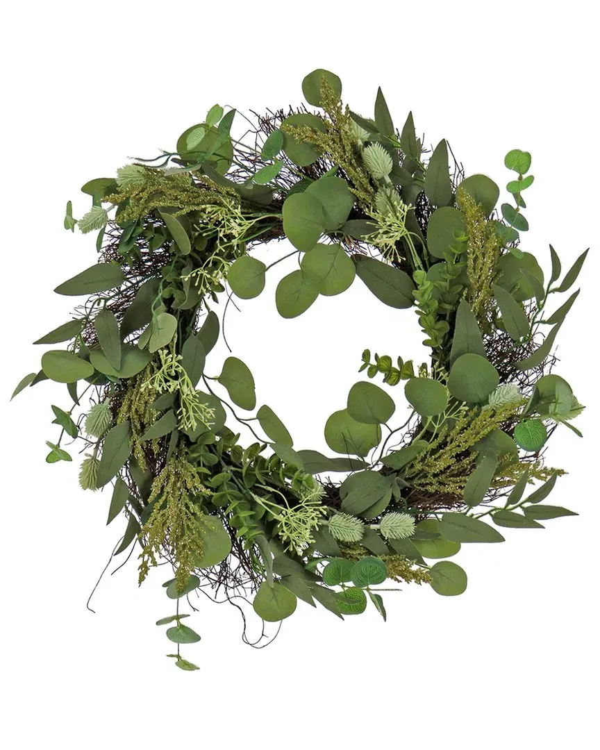 22In Eucalyptus And Baby's Breath Spring Wreath - Green