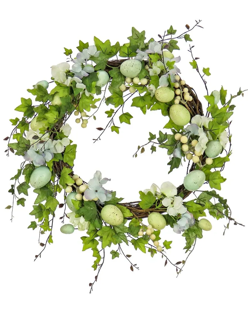 22in Ivy and Eggs Easter Wreath - Blue