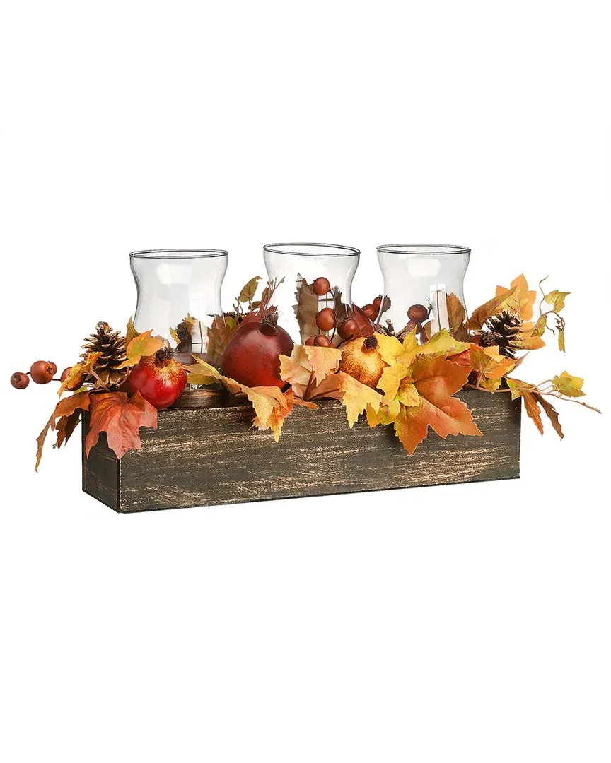 24 Maple Leaves Candleholder Centerpiece - Brown image