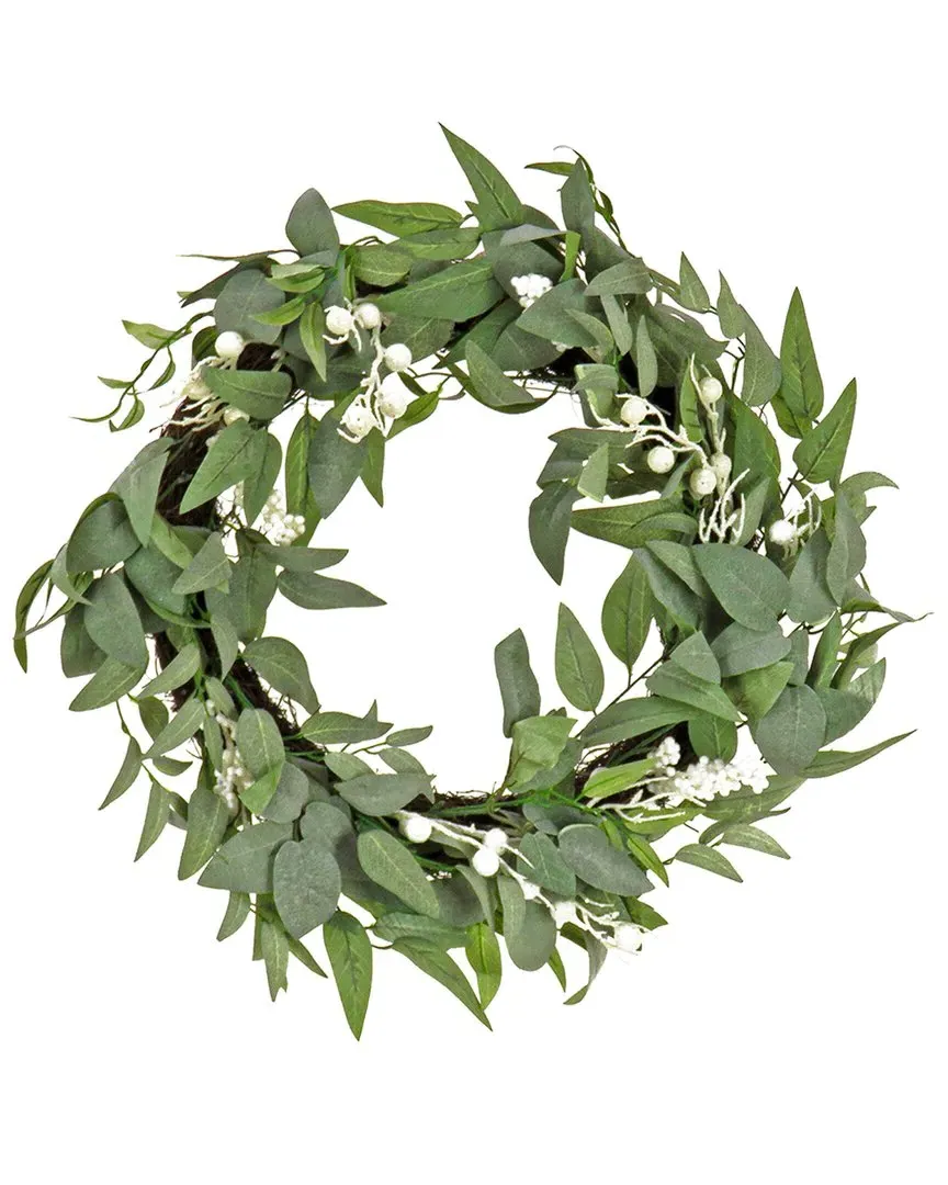 24in Mixed Leaves Christmas Wreath - Green image