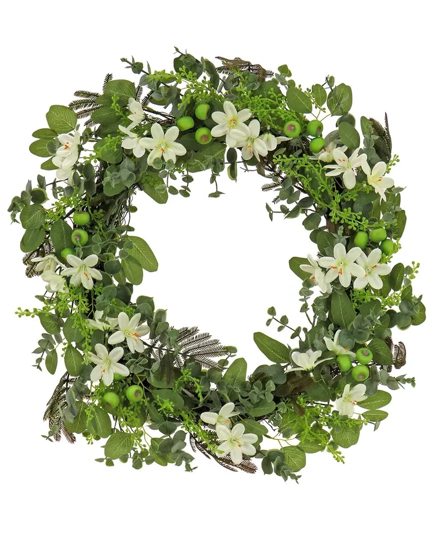 24In Spring Mixed Blossoms Floral Wreath - Green