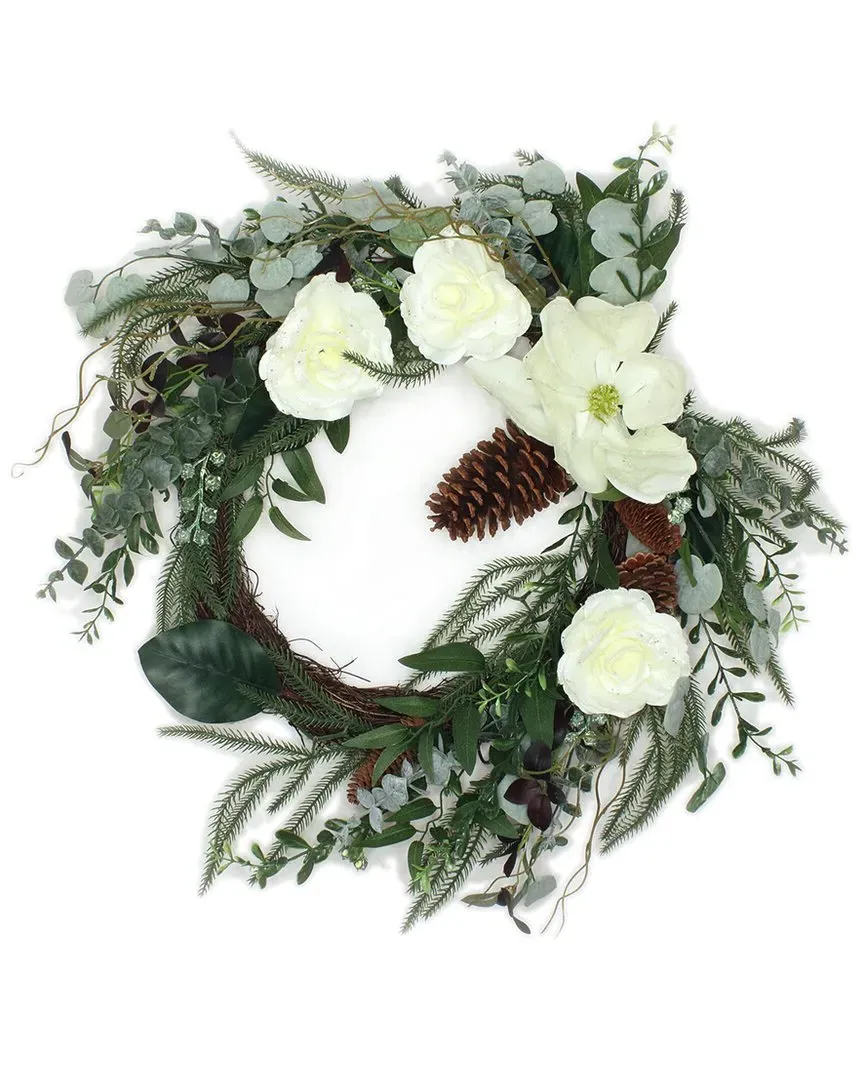26in Mixed Greens Christmas Wreath - Green image