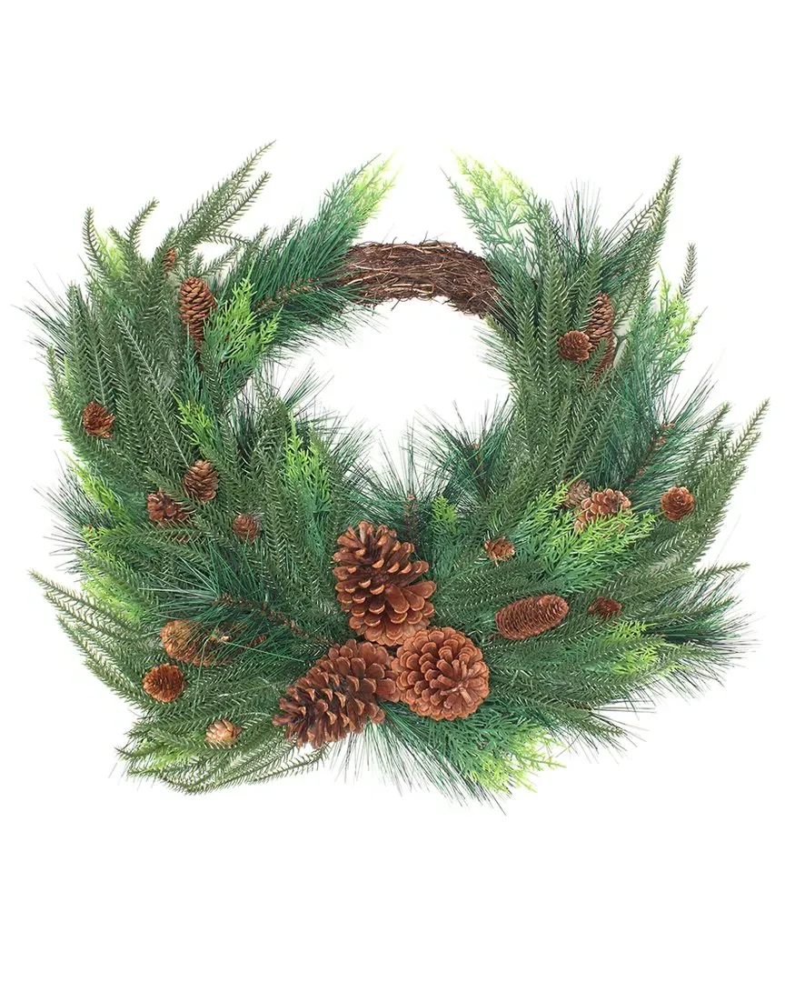 26in Mixed Pine Christmas Wreath - Green image