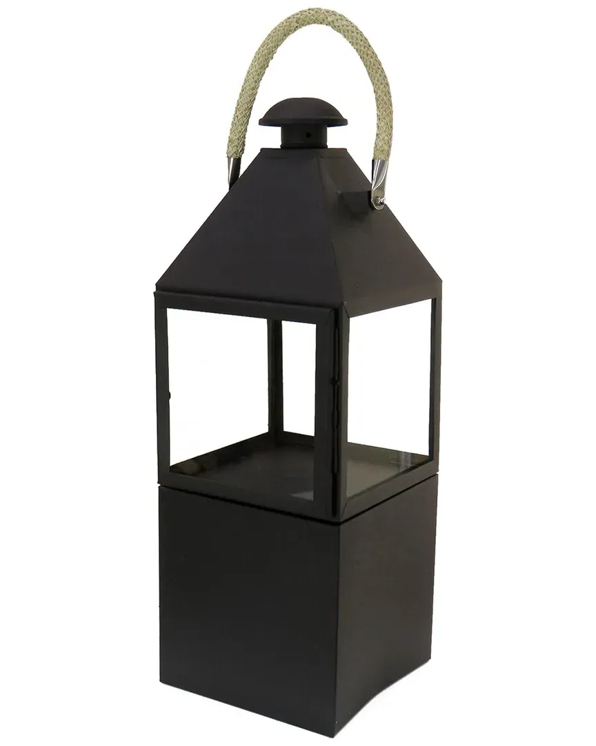 29in Hut Style Lantern Candleholder - Iron, Glass image