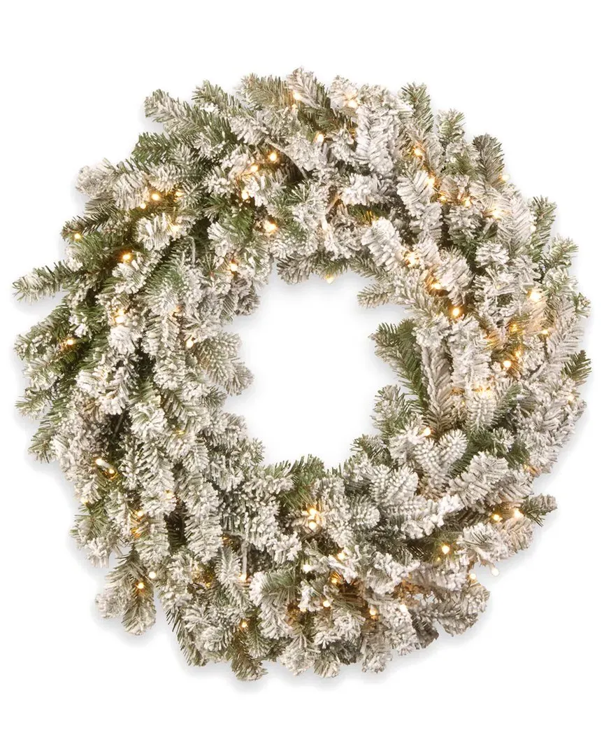 30in Snowy Sheffield Spruce Wreath with LED Lights - Green image