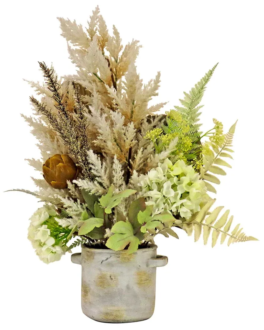 33In Potted Hydrangea And Palm Assortment - White
