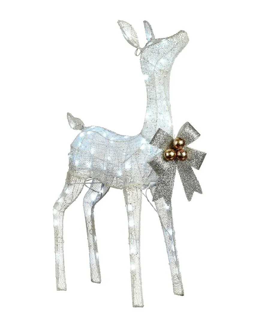 36-Inch Glittered Fawn with LED Lights - White image