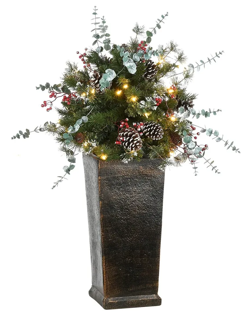 3Ft Potted Meadow Basin Tree with LED Lights - Green image