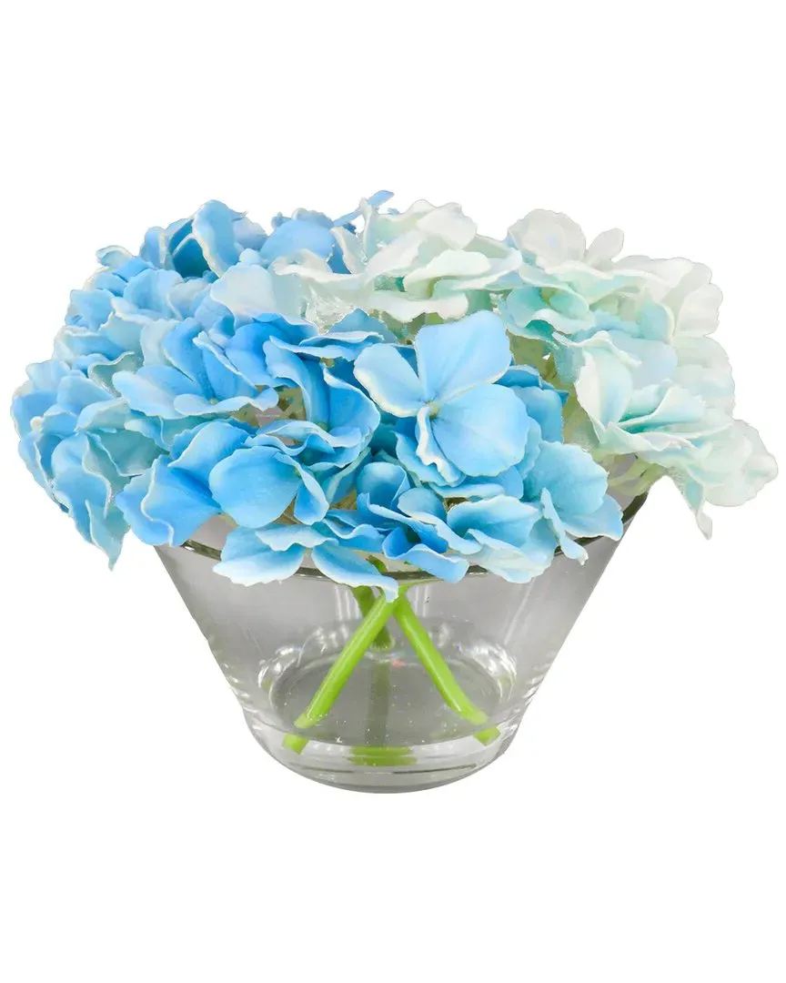 8In Hydrangea Bouquet in Glass Vase - Blue image