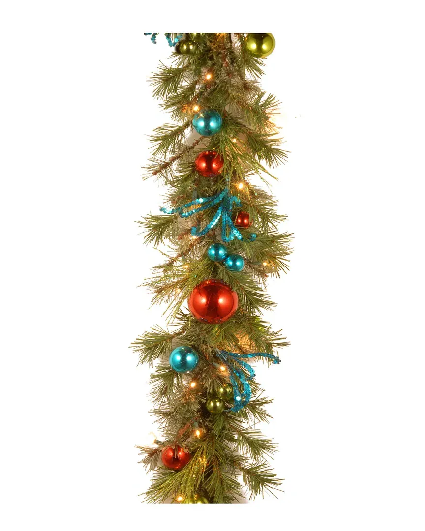 9' x 14' Retro Garland with LED Lights - Green image