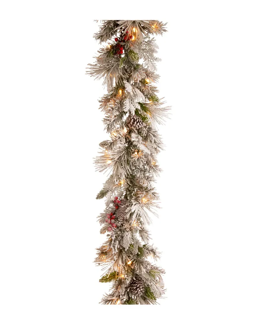 9ft Snowy Pine Garland with Cedar Leaves - Green, PVC image