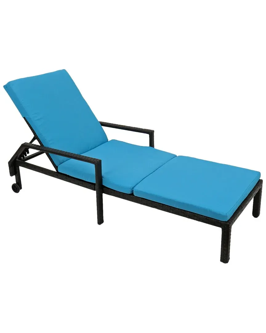 All Weather PE Wicker Chaise Lounge - Teal image