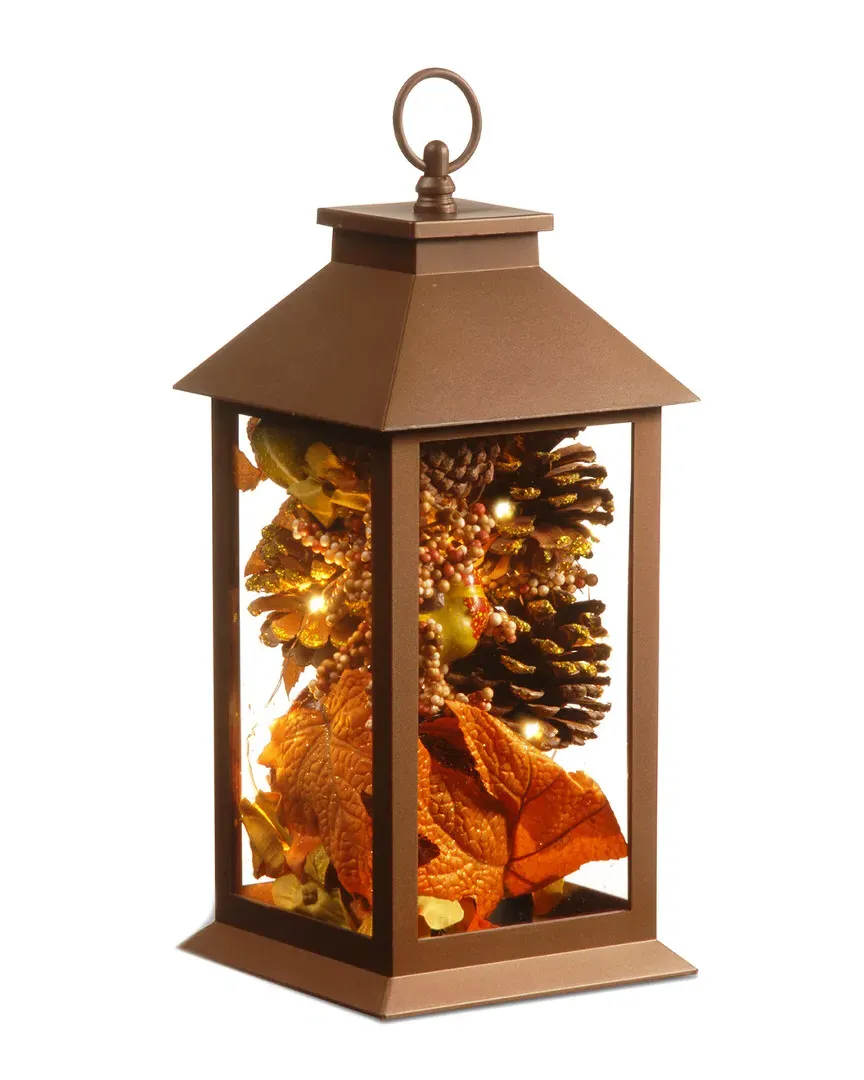 Autumn Lantern Decor with LED Lights - Brown image