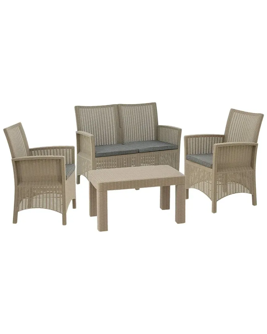 Cardiff 4-Piece Conversation Set with Cushions - Gray, Polypropylene