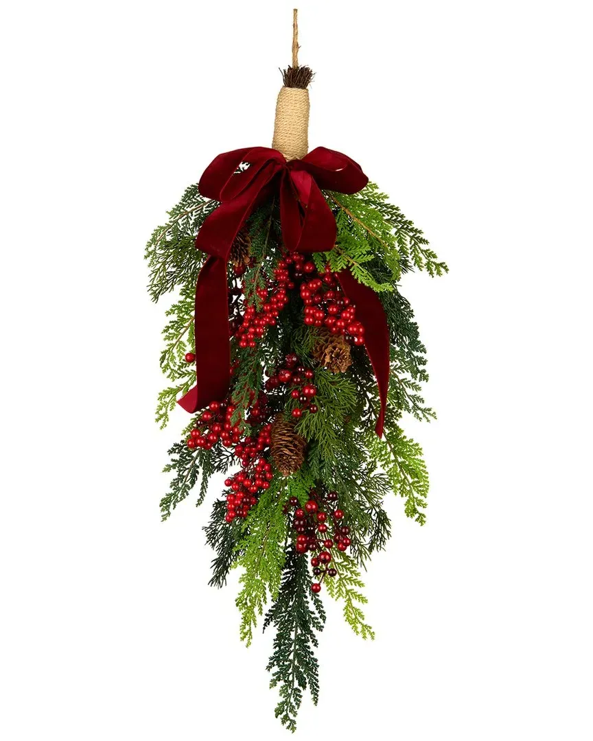 Christmas Joy 28in Teardrop Swag - Green