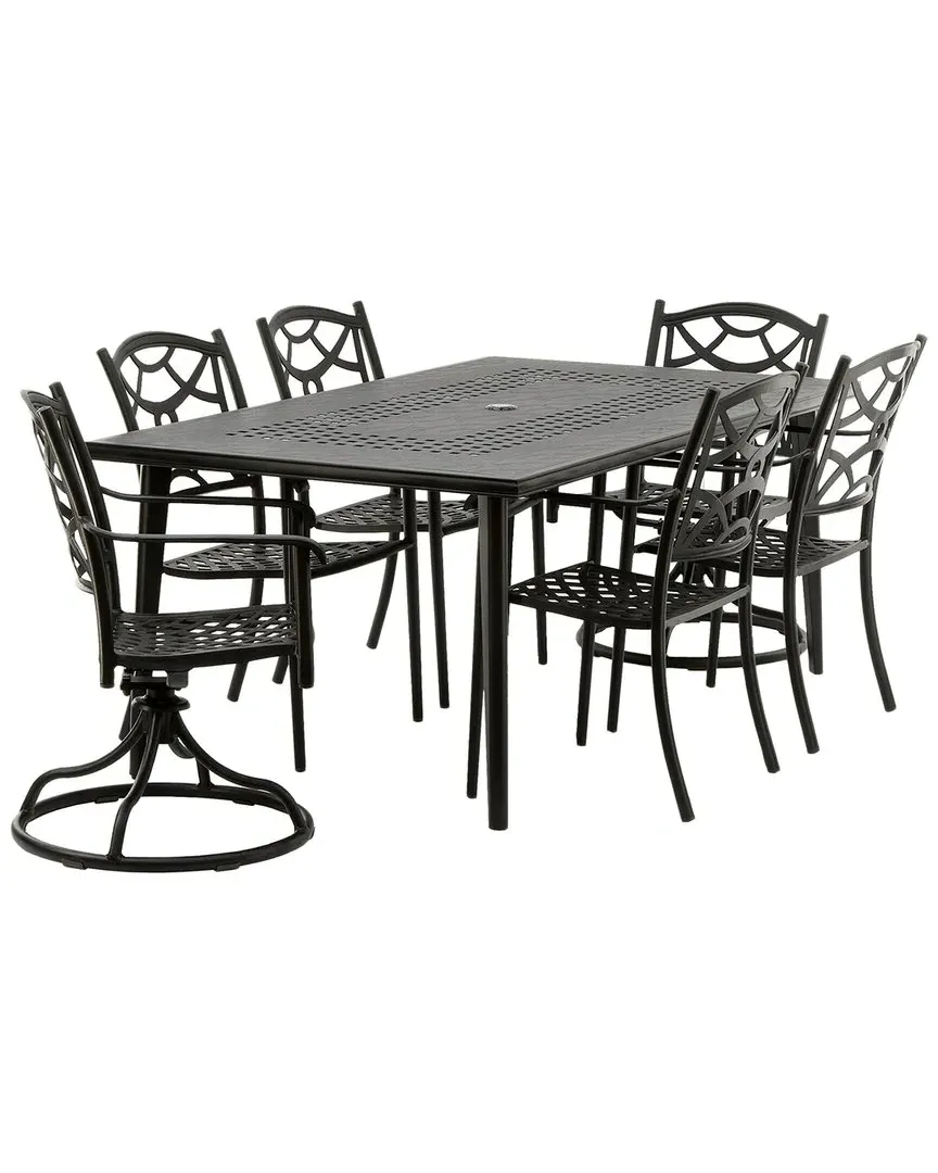 Darby Collection 7-Piece Dining Set - Black, Cast Aluminum