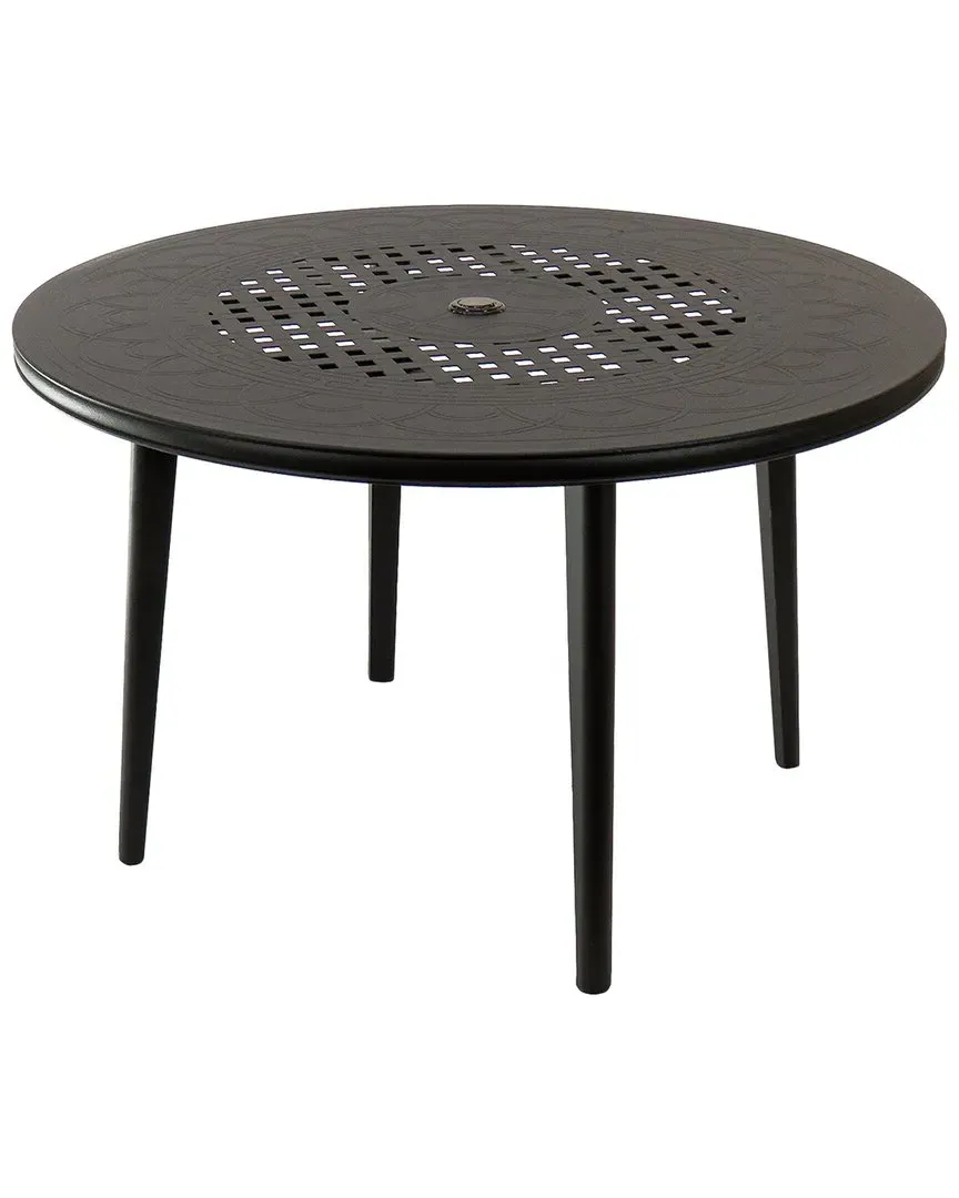 Darby Collection Round Dining Table - Charcoal, Cast Aluminum image