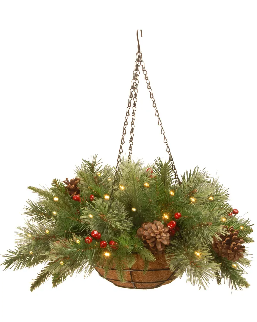 Feel-Real Colonial 20in Hanging Basket with LED Lights