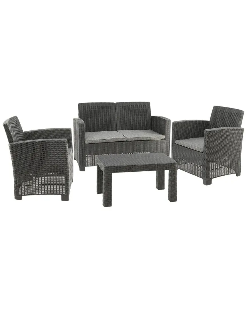 Galloway 4-Piece Conversation Set with Cushions - Black, Polypropylene image