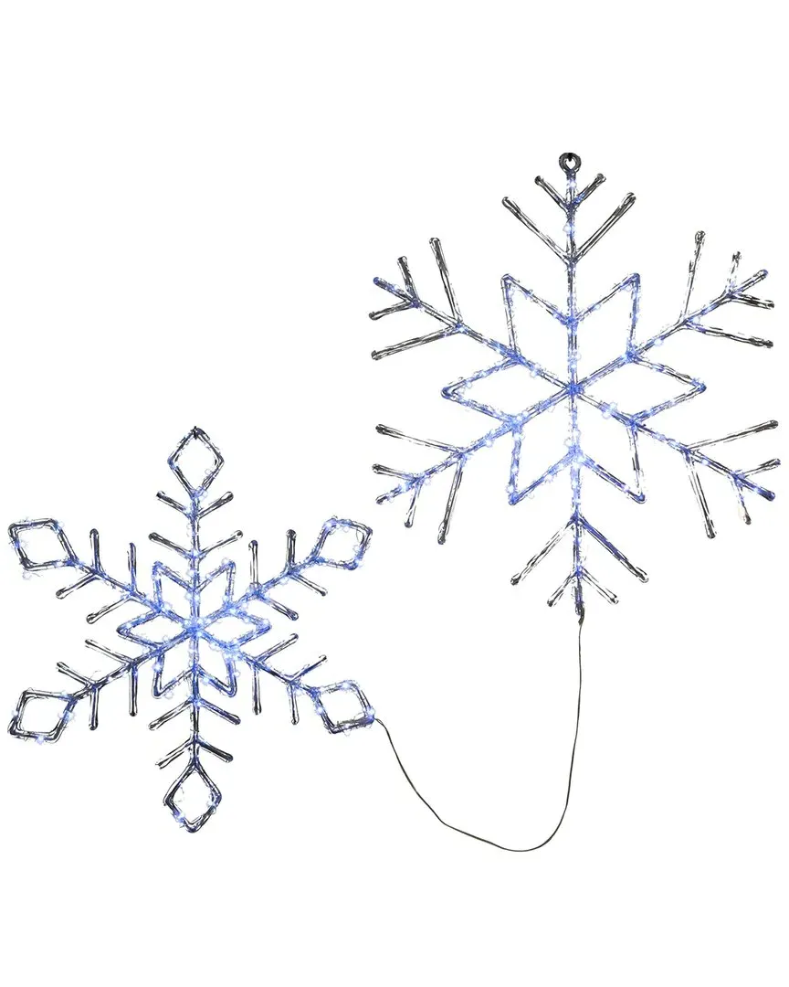 Ice Crystal Snowflake Set with LED Lights - White image