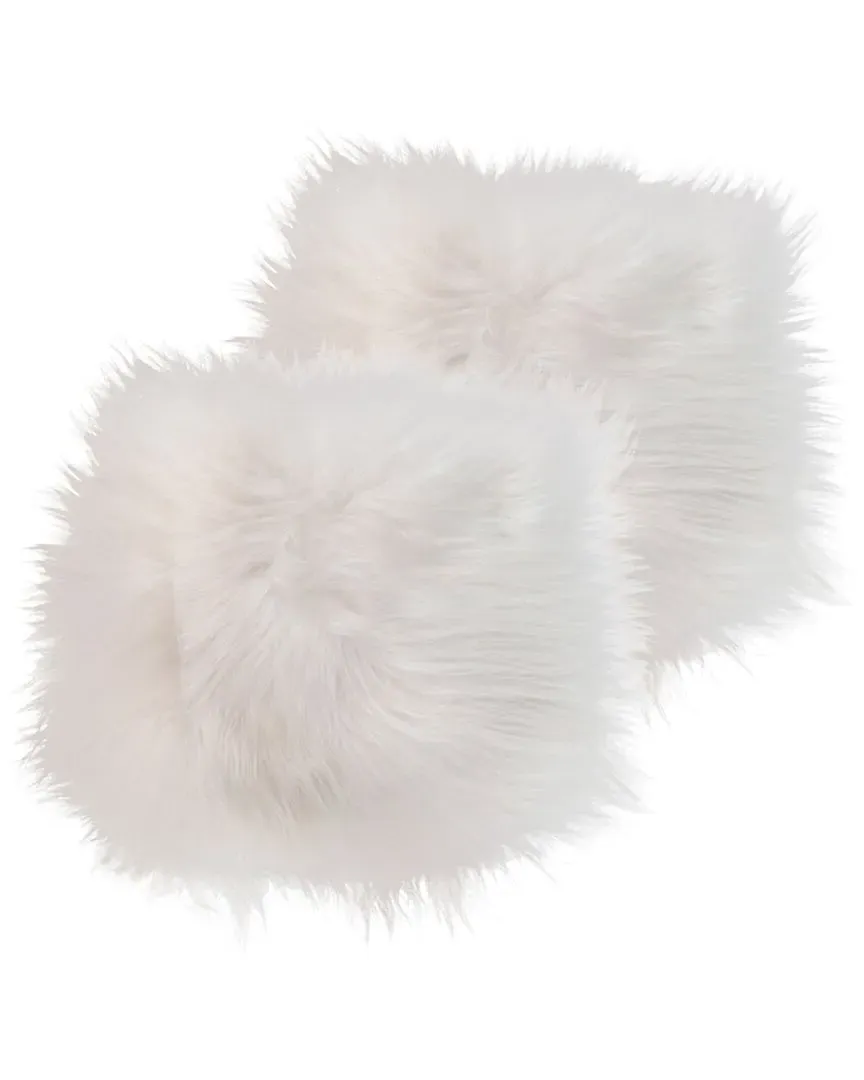 Pack of 2 Icelandic Sheepskin Square Chair Pads - White