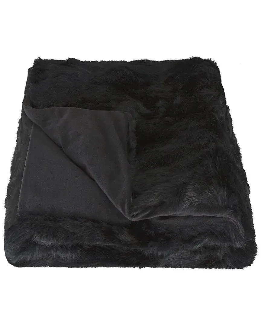 Rabbit Fur Throw Blanket - Black image