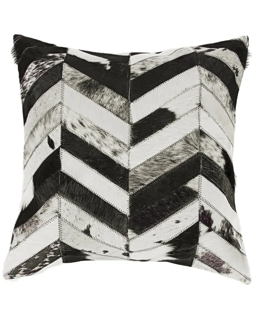 Torino Chevron Pillow - Black, Cowhide