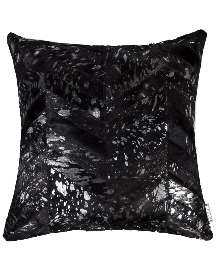 Torino Chevron Pillow - Black, Cowhide image
