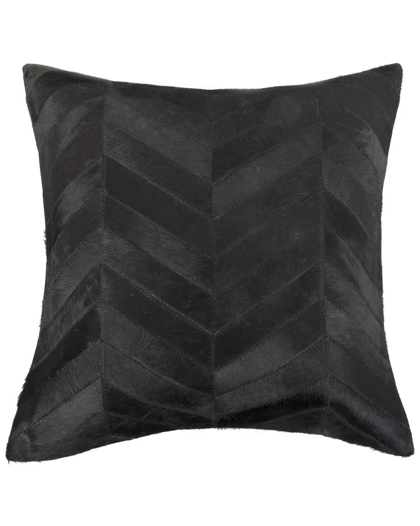 Torino Chevron Pillow - Black, Cowhide