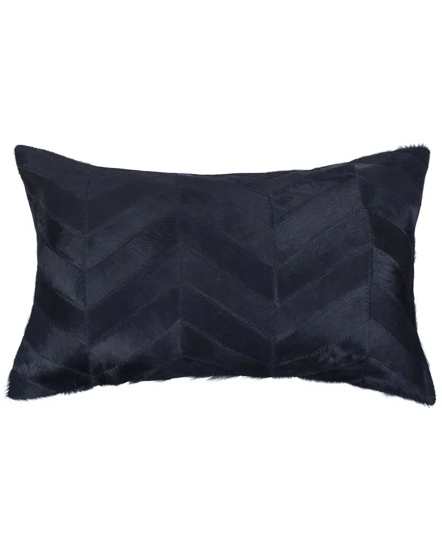 Torino Chevron Pillow - Black, Cowhide