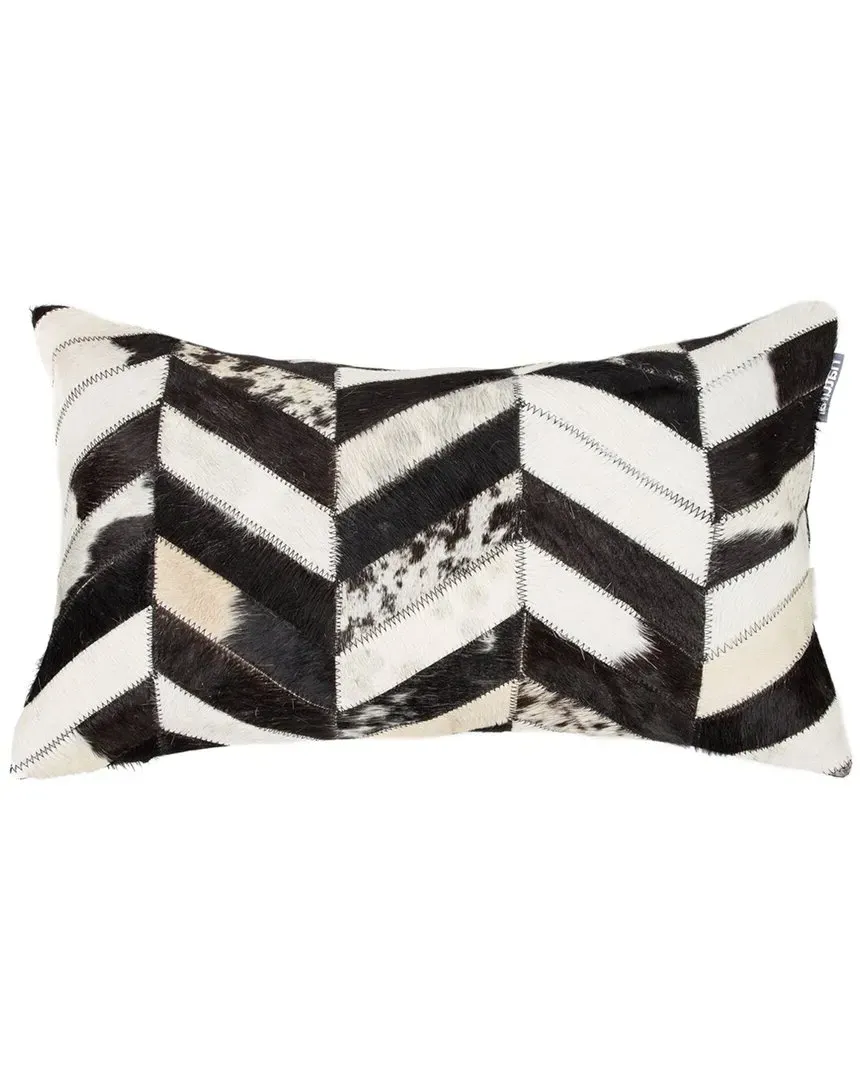 Torino Chevron Pillow - Black, Cowhide