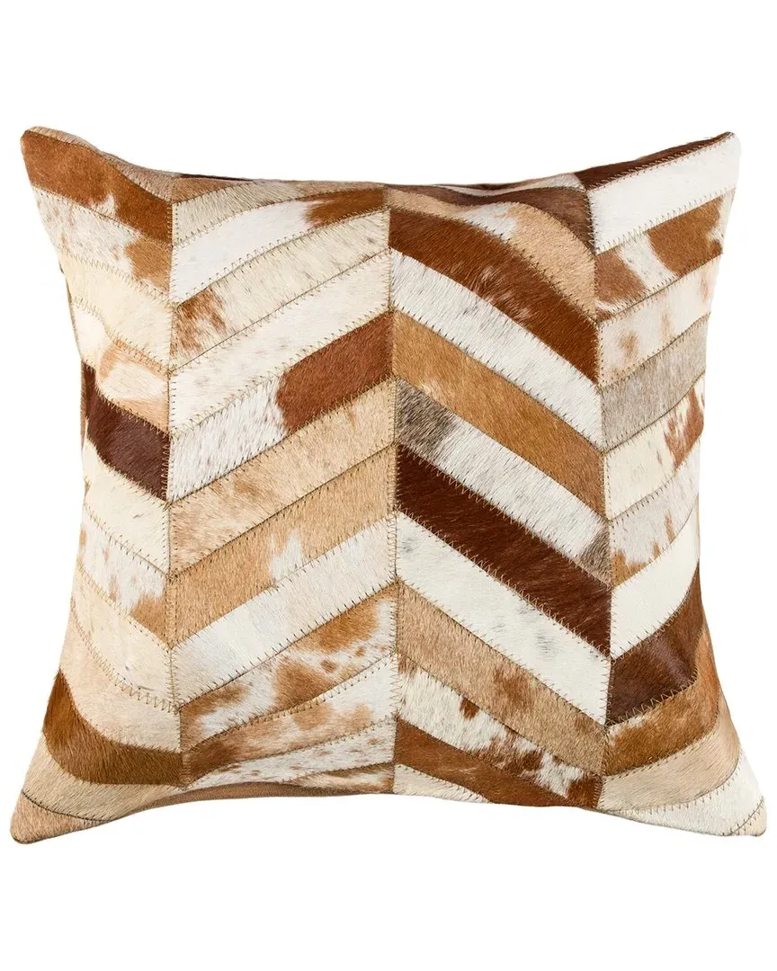 Torino Chevron Pillow - Brown, Cowhide