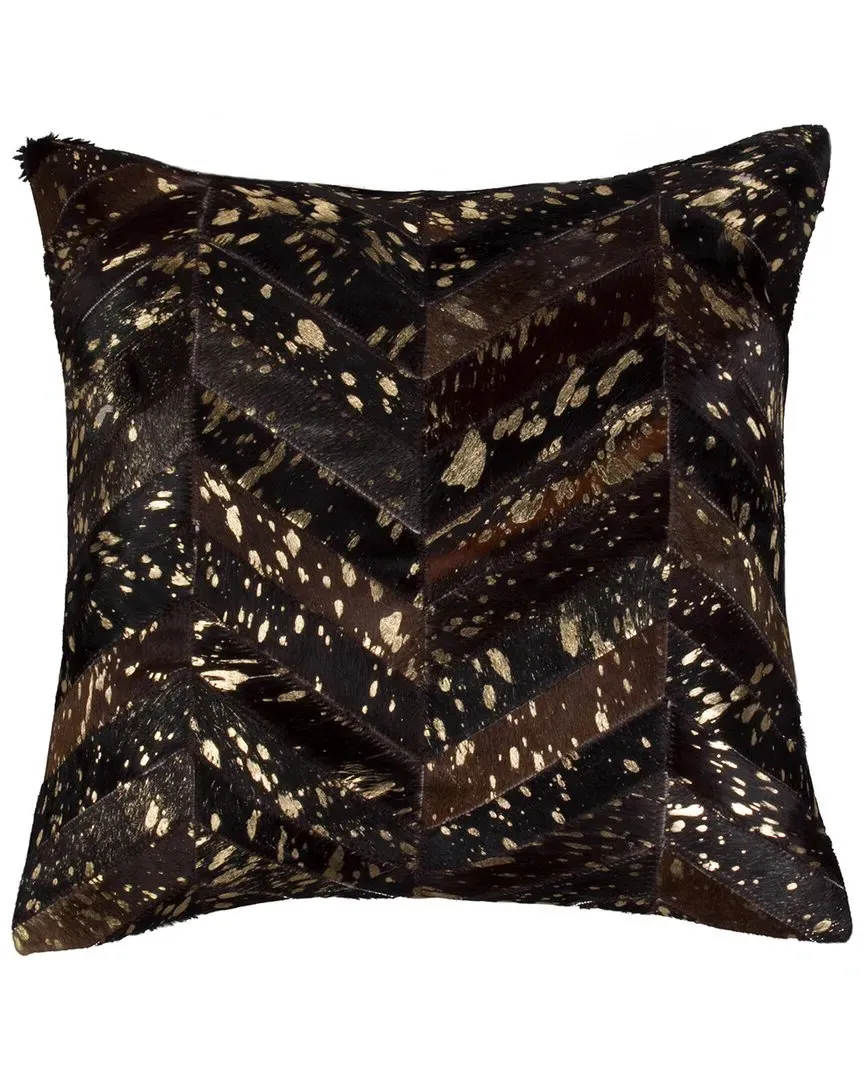 Torino Chevron Pillow - Brown, Cowhide
