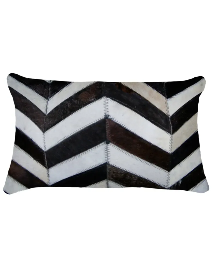 Torino Chevron Pillow - Brown, Cowhide