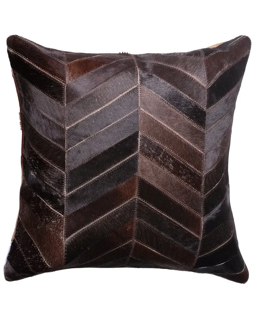 Torino Chevron Pillow - Chocolate, Cowhide
