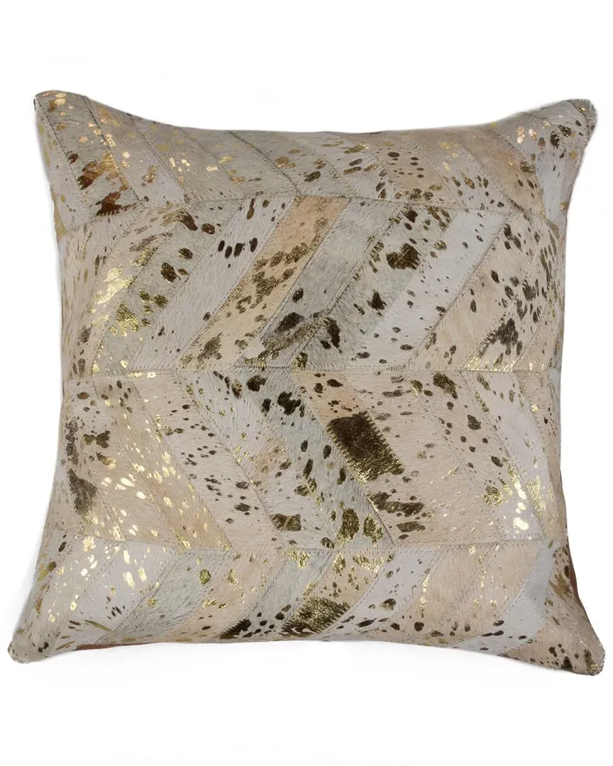 Torino Chevron Pillow - Gold, Cowhide