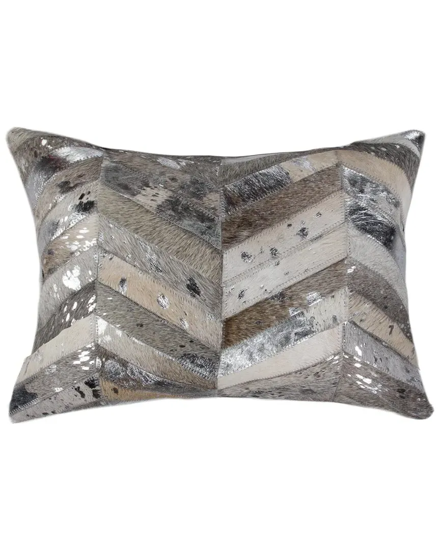 Torino Chevron Pillow - Grey, Cowhide