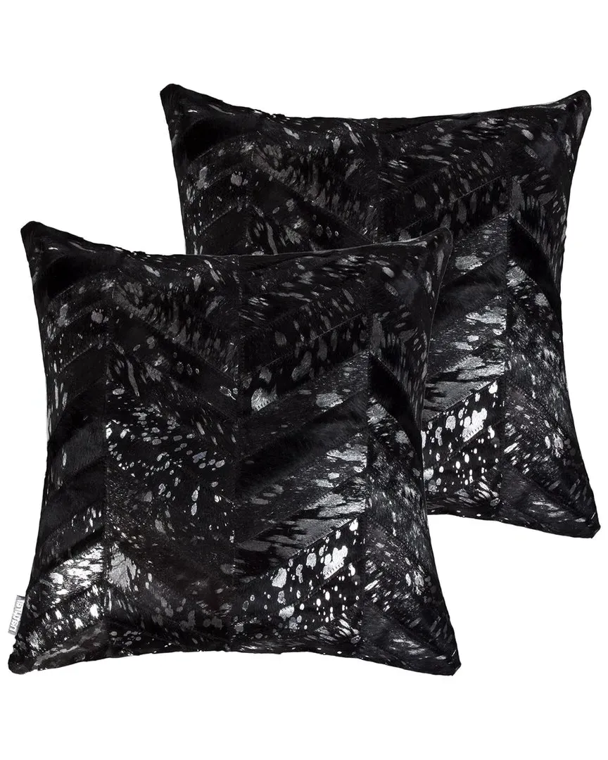 Torino Chevron Throw Pillows Pack of 2 - Black, Cowhide