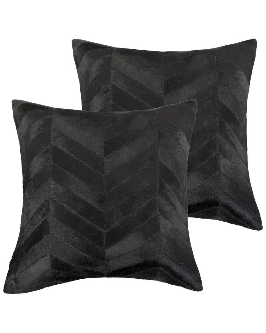 Torino Chevron Throw Pillows Pack of 2 - Black, Cowhide
