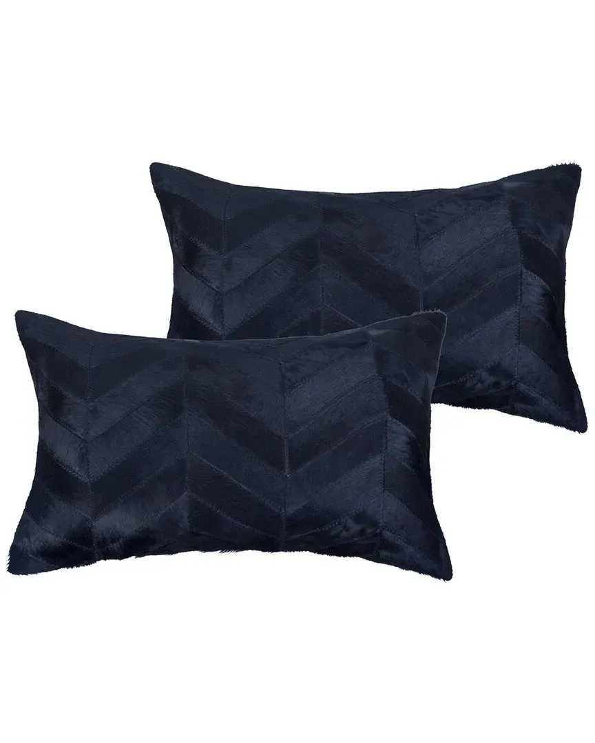 Torino Chevron Throw Pillows Pack of 2 - Black, Cowhide image
