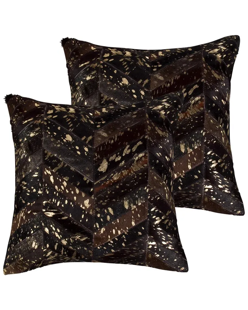 Torino Chevron Throw Pillows Pack of 2 - Chocolate, Cowhide