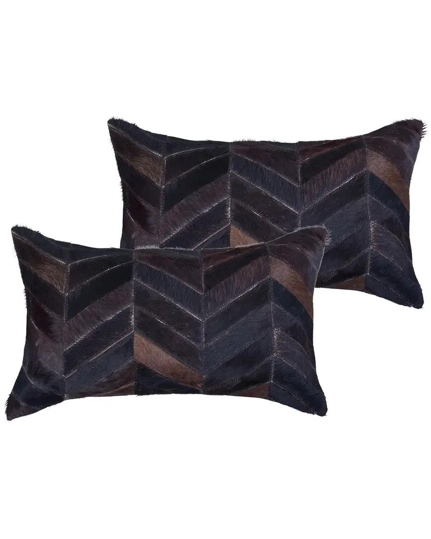 Torino Chevron Throw Pillows Pack of 2 - Chocolate, Cowhide