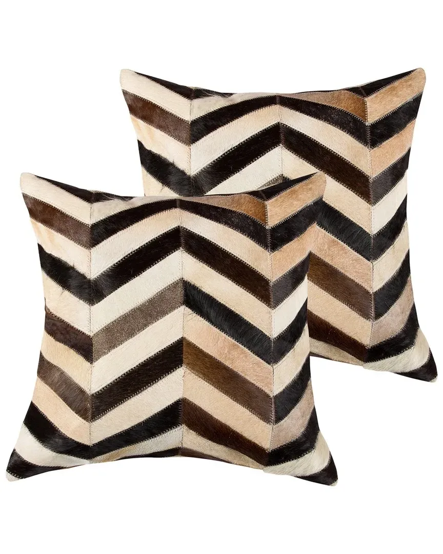 Torino Chevron Throw Pillows Pack of 2 - Cowhide
