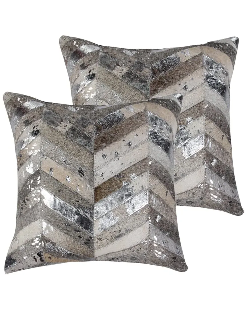 Torino Chevron Throw Pillows Pack of 2 - Grey, Cowhide
