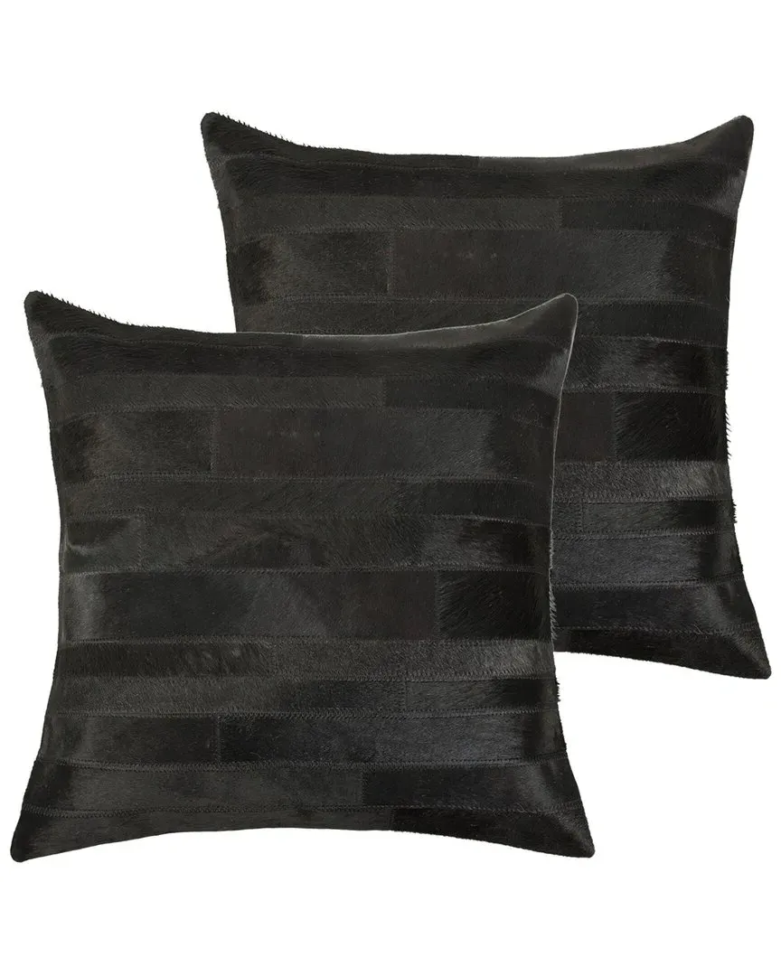 Torino Madrid Pack of 2 Throw Pillows - Black, Cowhide