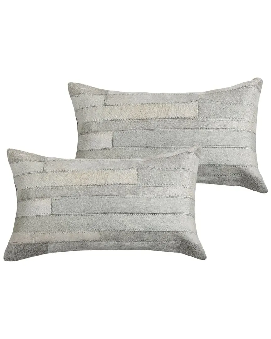 Torino Madrid Pack of 2 Throw Pillows - Grey, Cowhide