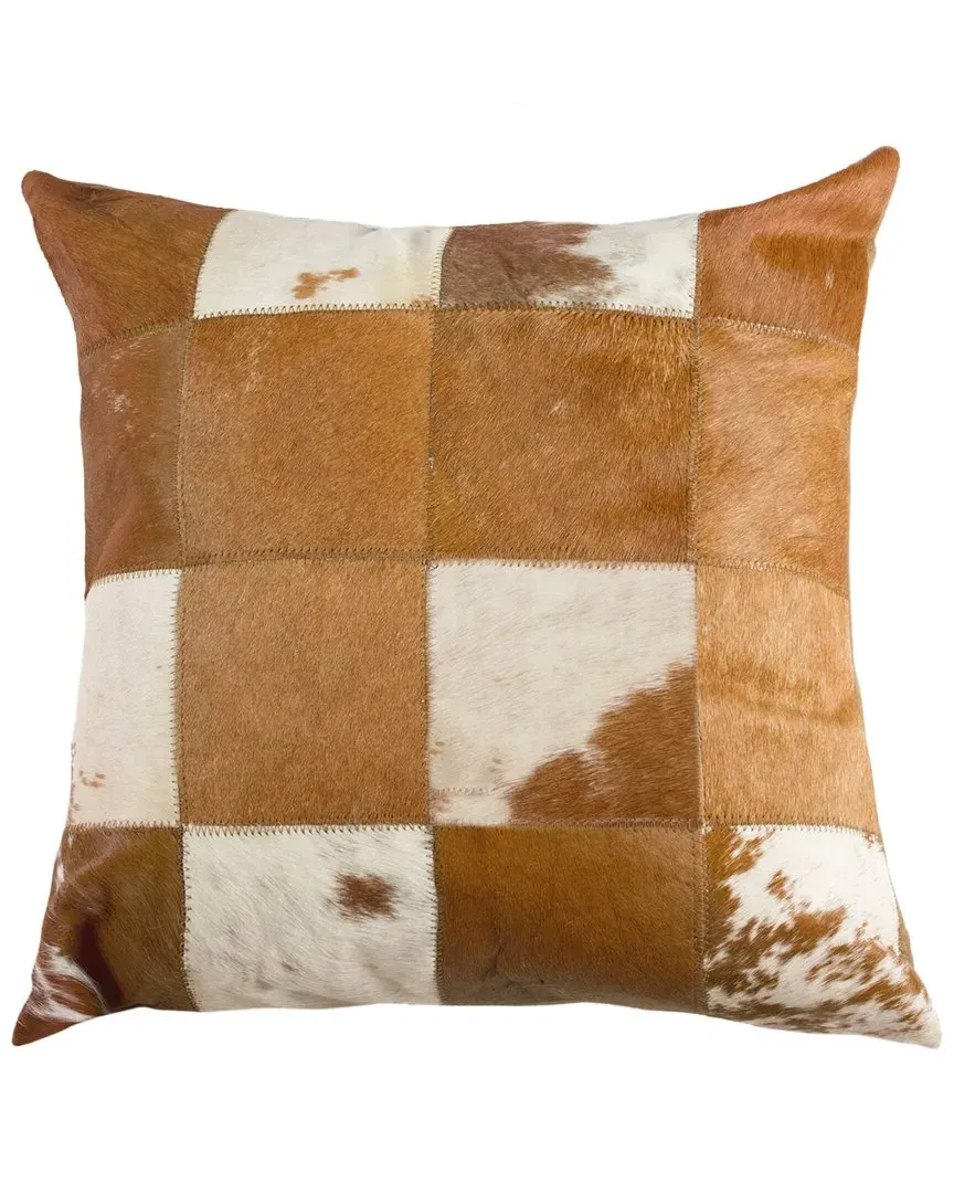 Torino Patchwork Cowhide Pillow - Brown image