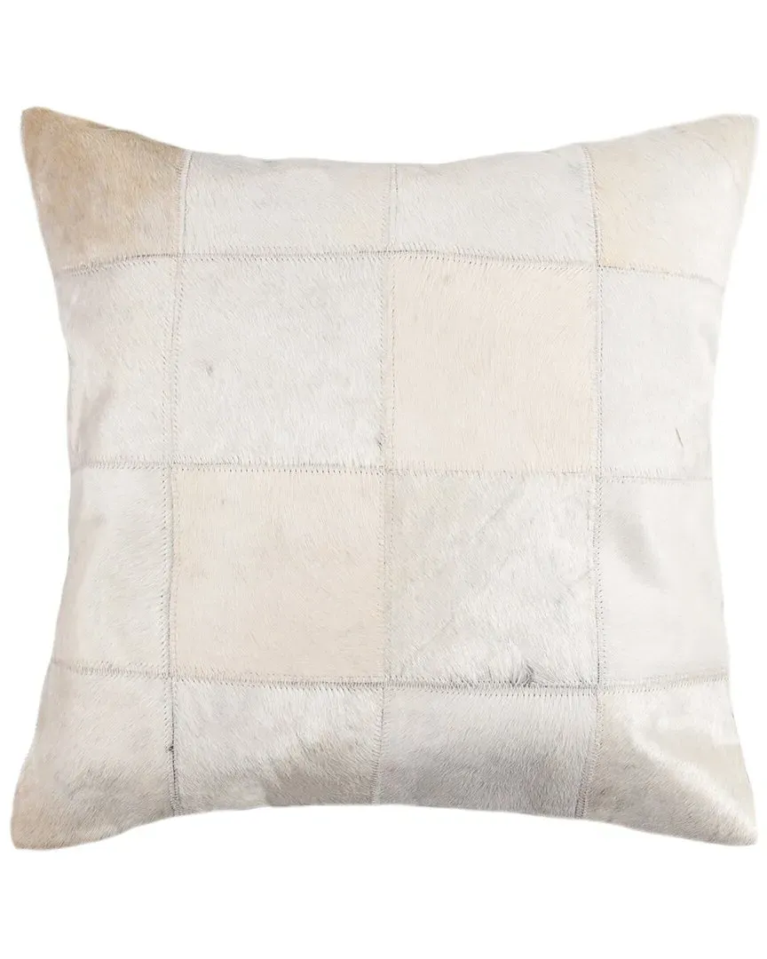 Torino Patchwork Cowhide Pillow - White